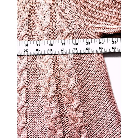 Womens Cable Knit Sweater Tunic Cowl Neck XL Oversized Slouchy Cozy Pink - Picture 4 of 13